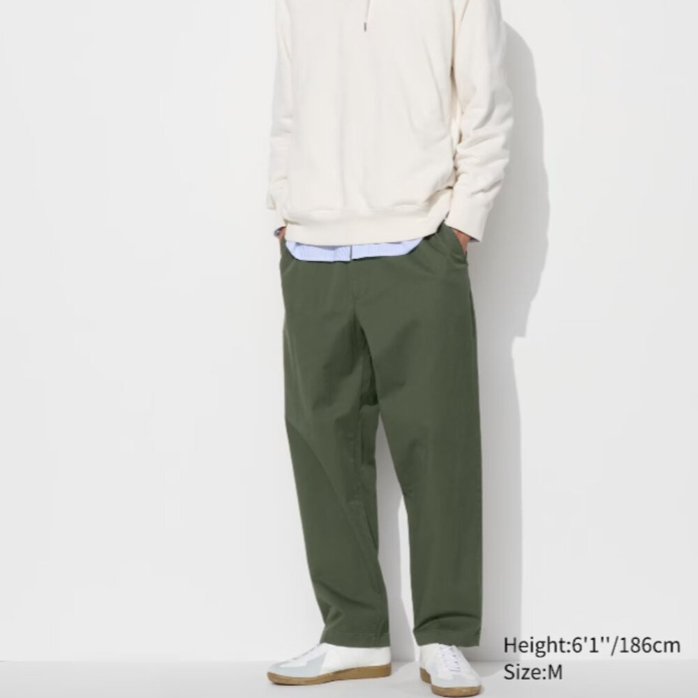Uniqlo Cotton Relaxed Ankle Pants Olive